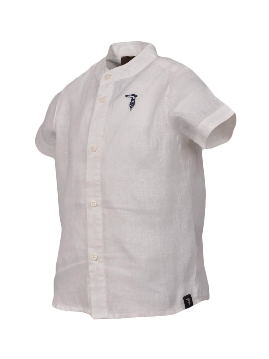 Camicia bianca in lino con ricamo