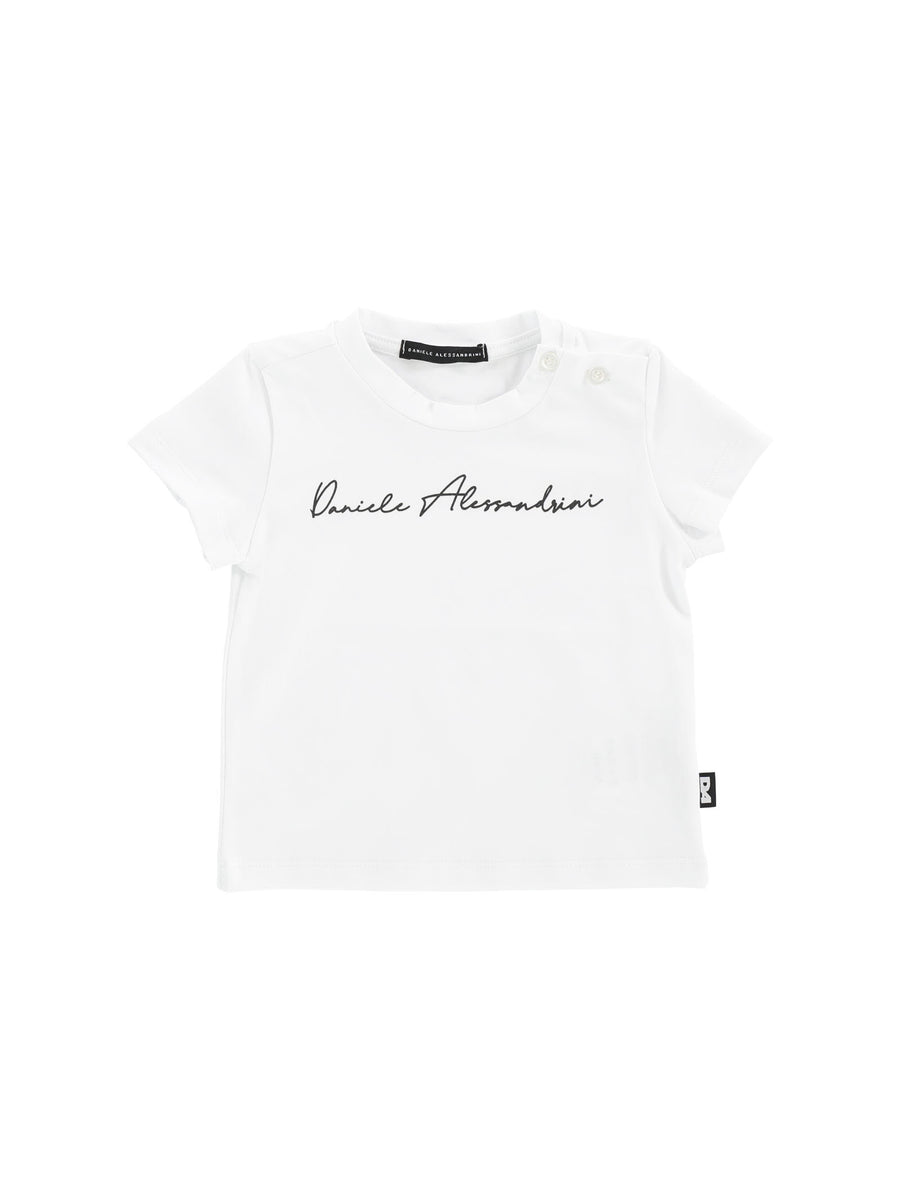T-shirt bianca con stampa corsiva