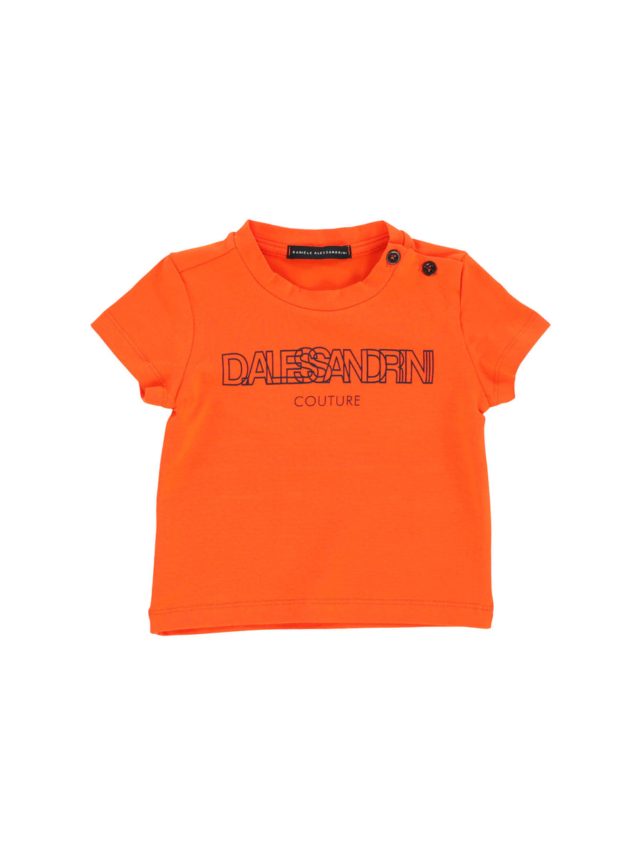 T-shirt arancione scritta 3d