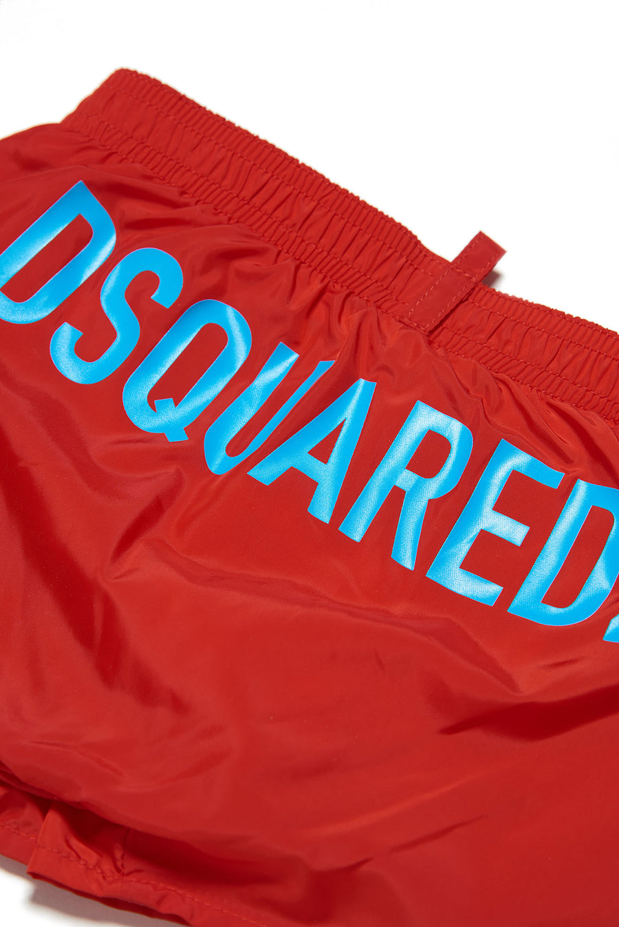 Costume shorts rosso con stampa azzurra