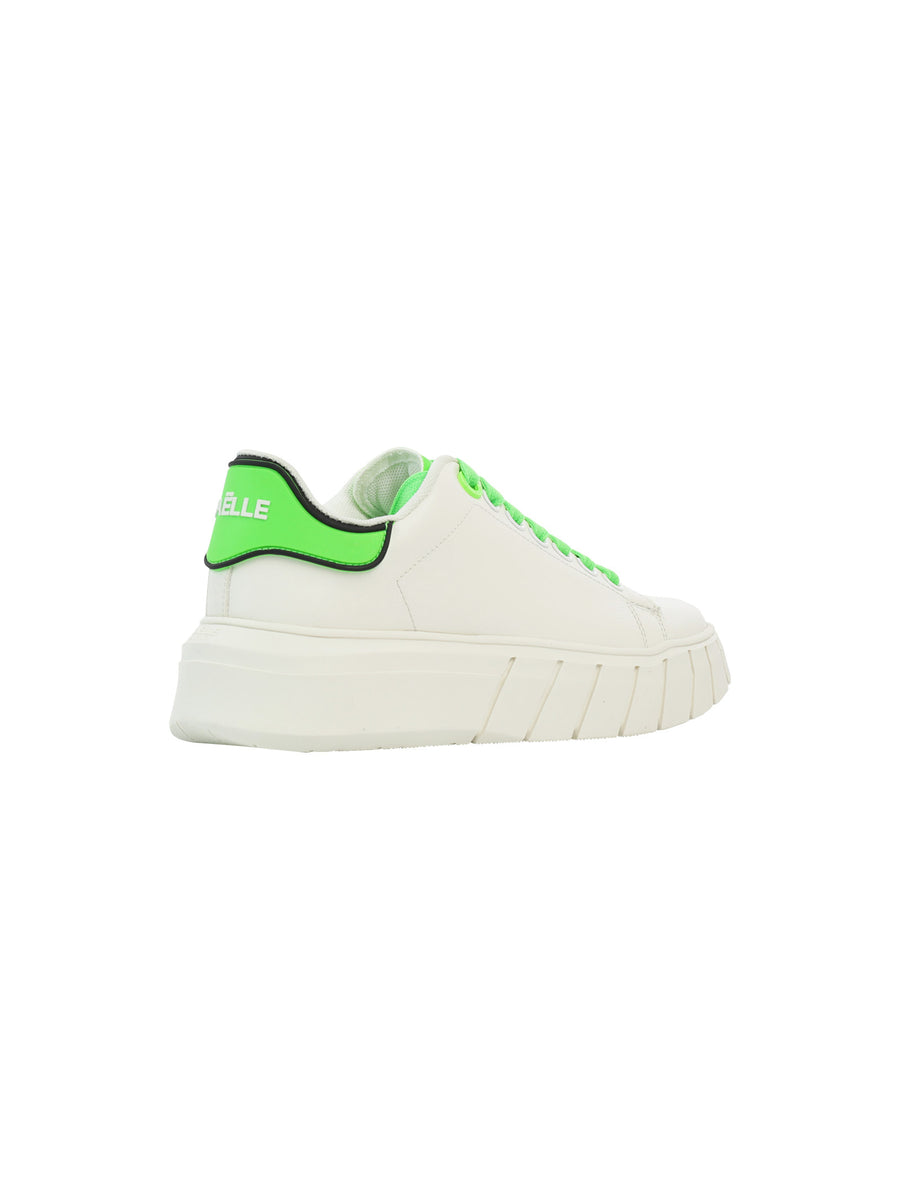Sneakers addict bianca e verde fluo