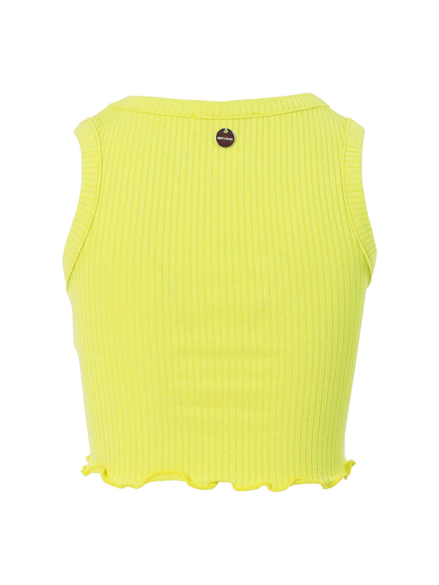 Top a costine giallo lime
