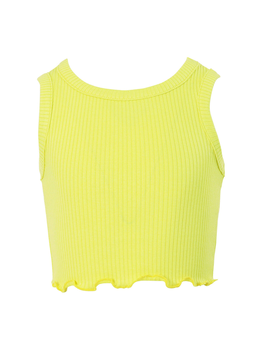 Top a costine giallo lime