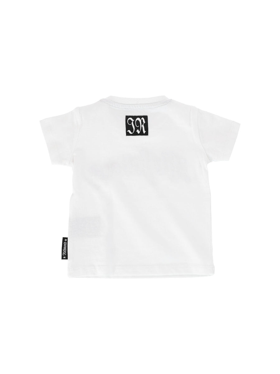 T-shirt bianca con ricamo in rilievo