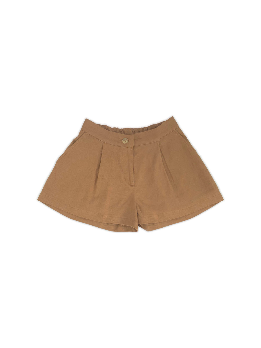 Shorts in cotone cammello