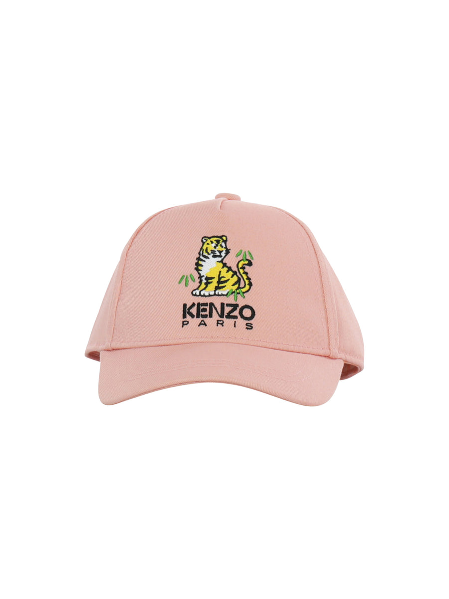 Cappello rosa con ricamo tigre