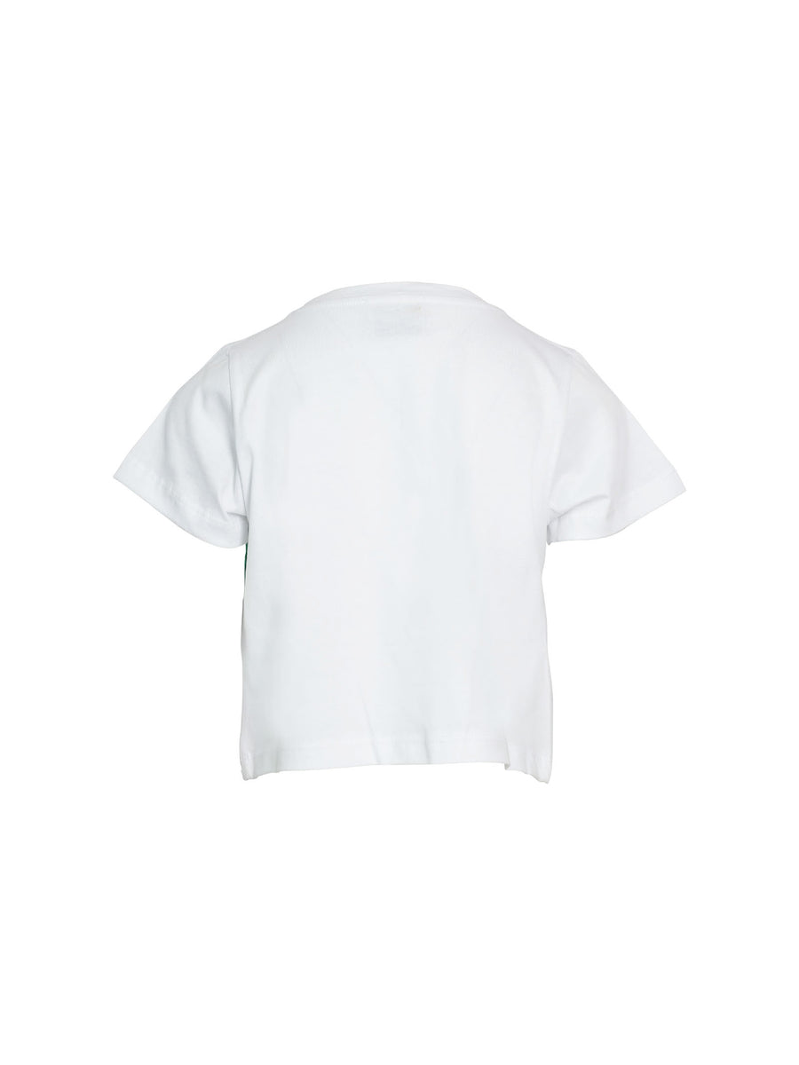 T-shirt bianca con nodo e frange