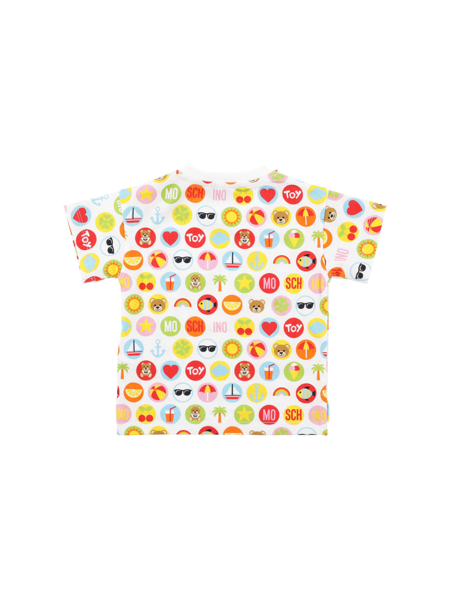 T-shirt bianca con stampe all over
