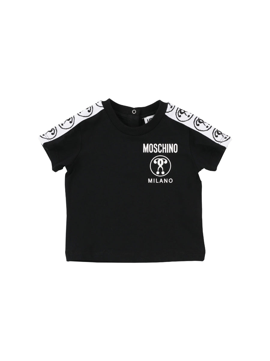 T-shirt nera Moschino double question mark