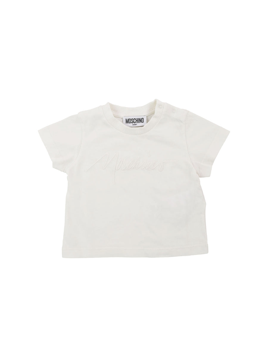 T-shirt bianca con scritta corsiva