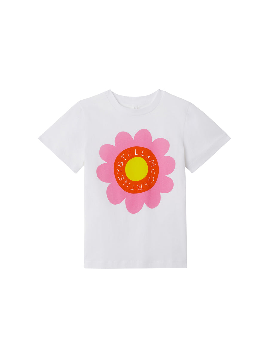T-shirt bianca con stampa fiore