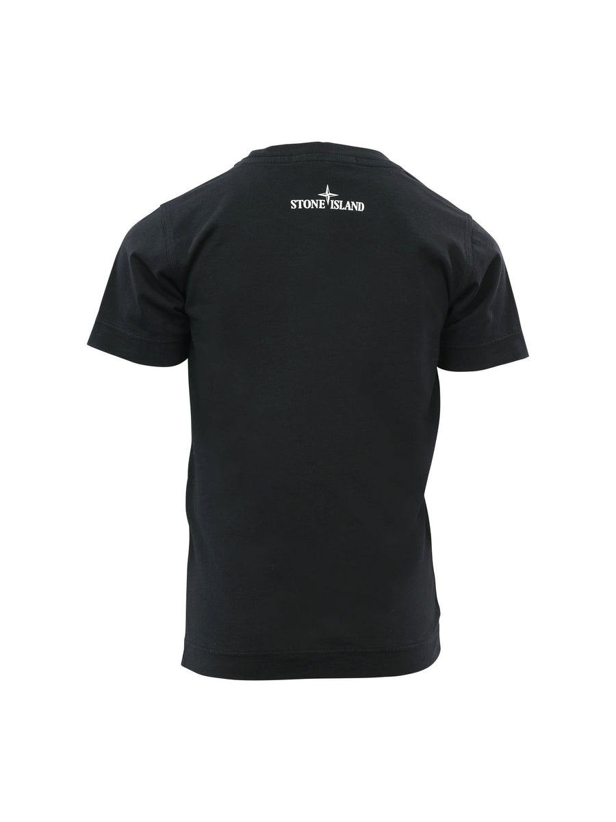 T-shirt nera con ricamo in tessuto