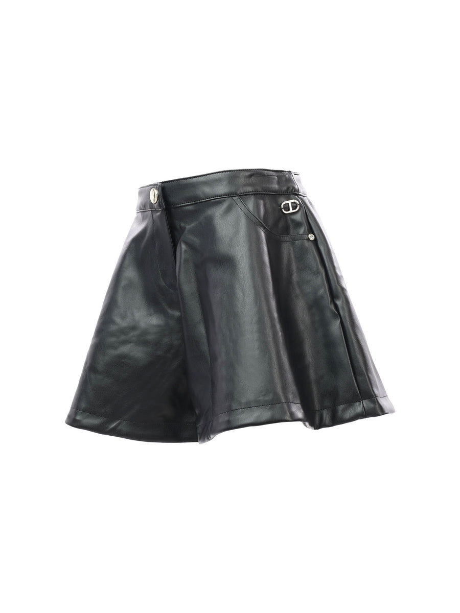 Shorts in ecopelle nero