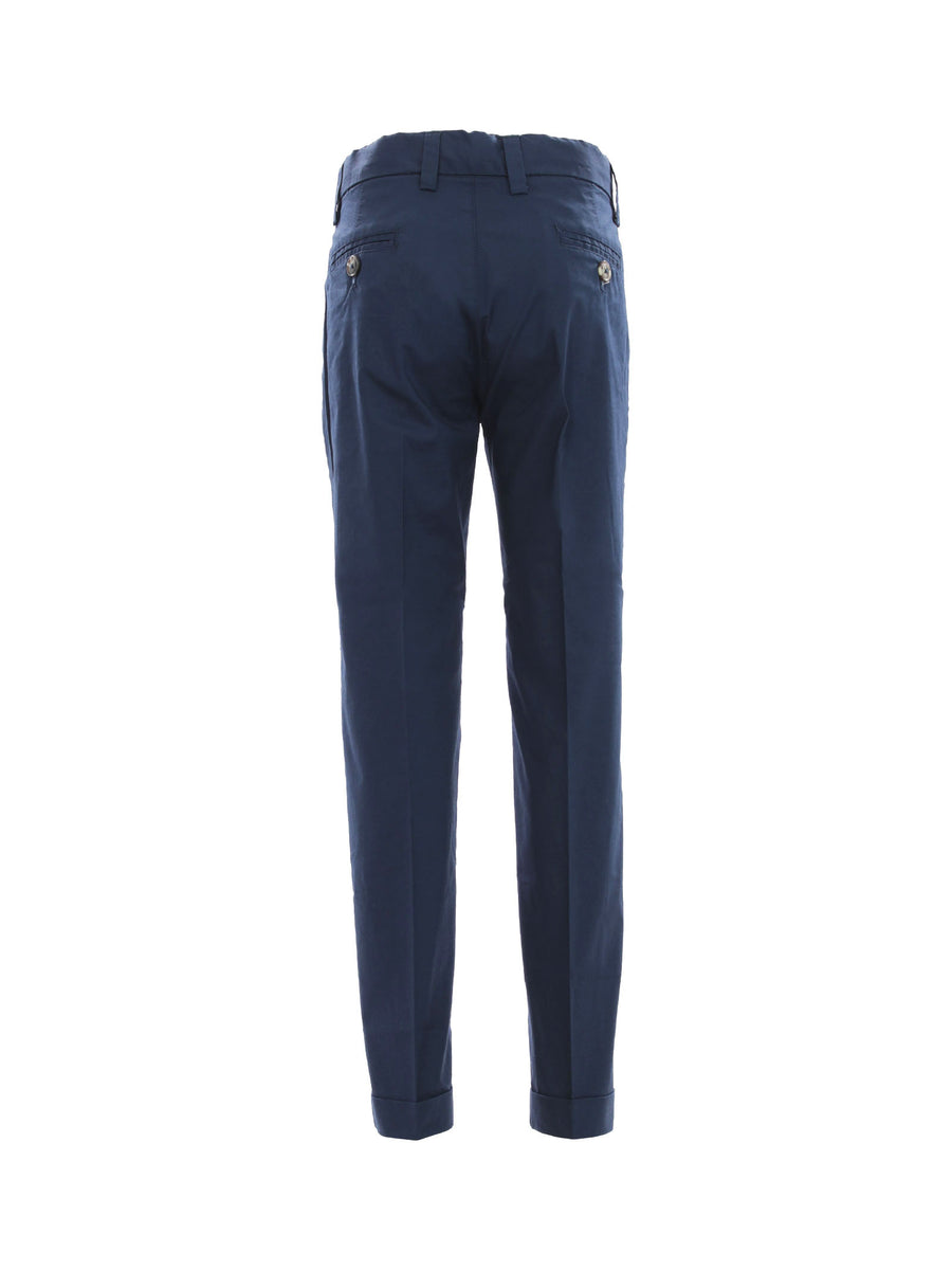 Pantaloni lunghi in cotone blu navy