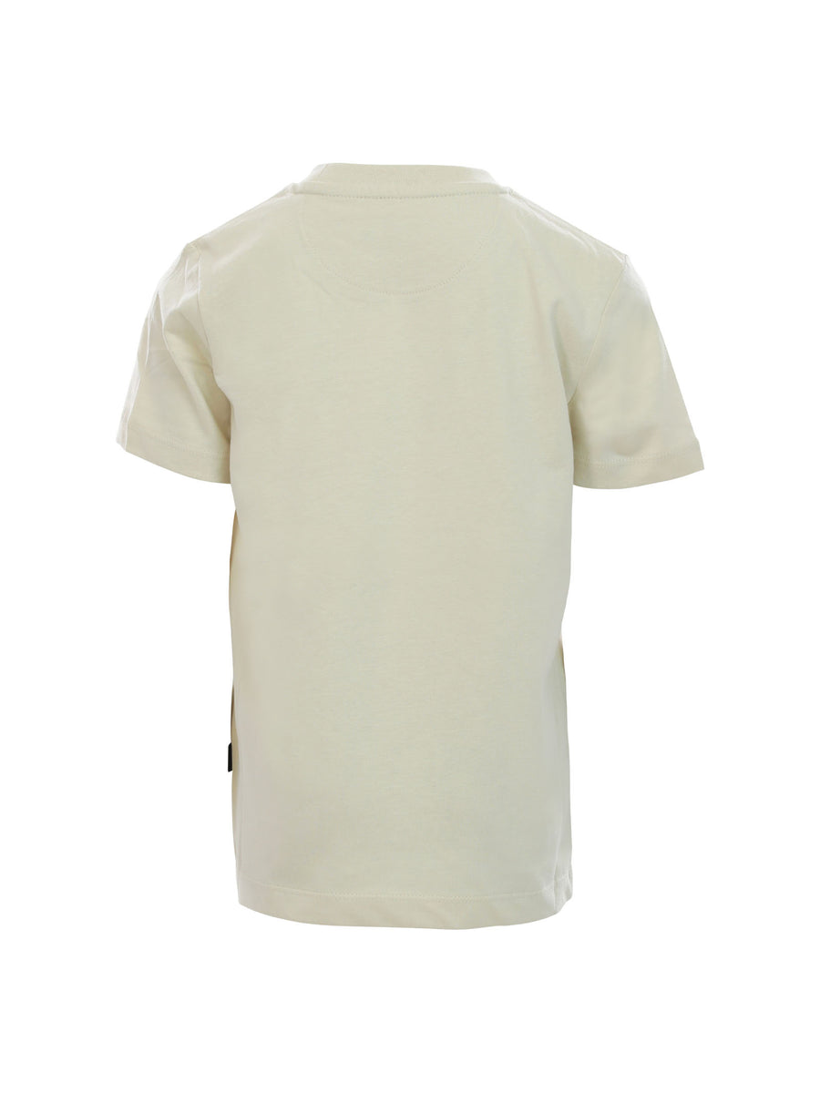 T-shirt beige con scritta marrone "Good vibes only"