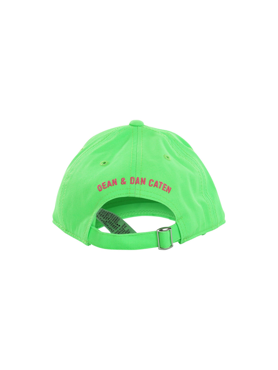 Cappello verde fluo con visiera e logo Icon fucsia fluo