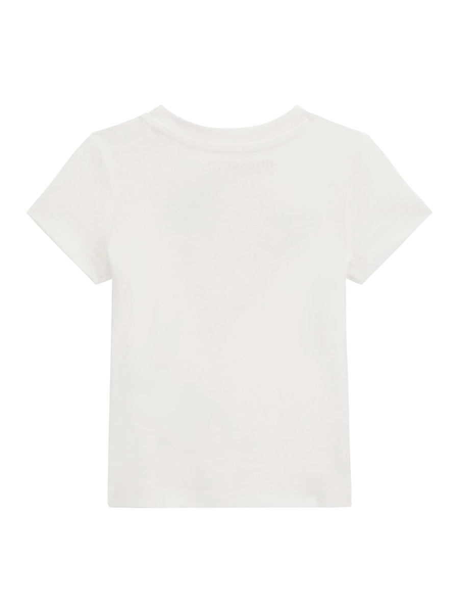 T-shirt da neonato bianca stampa triangolo logo