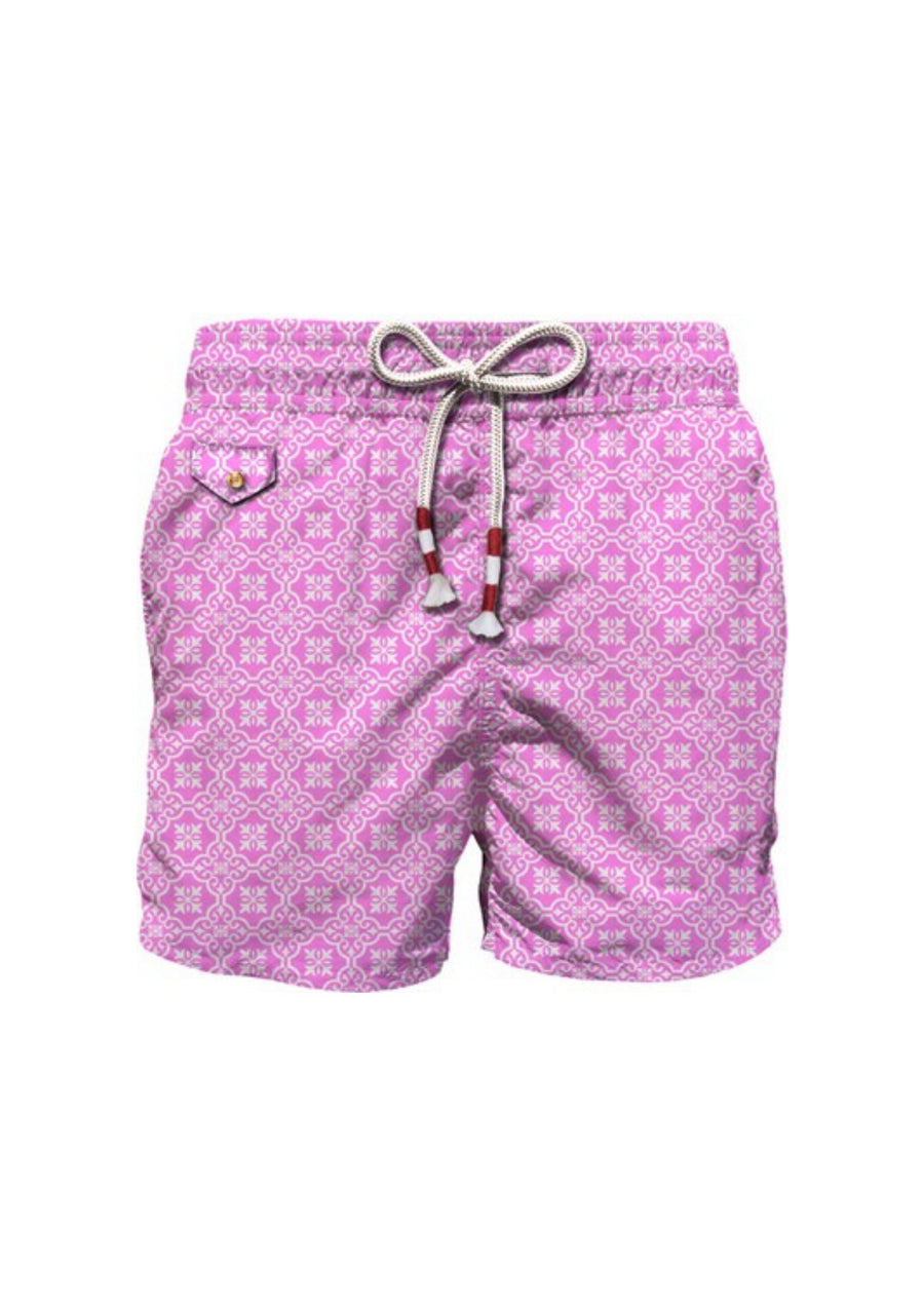 Costume shorts rosa con fantasia Luso Wall micro