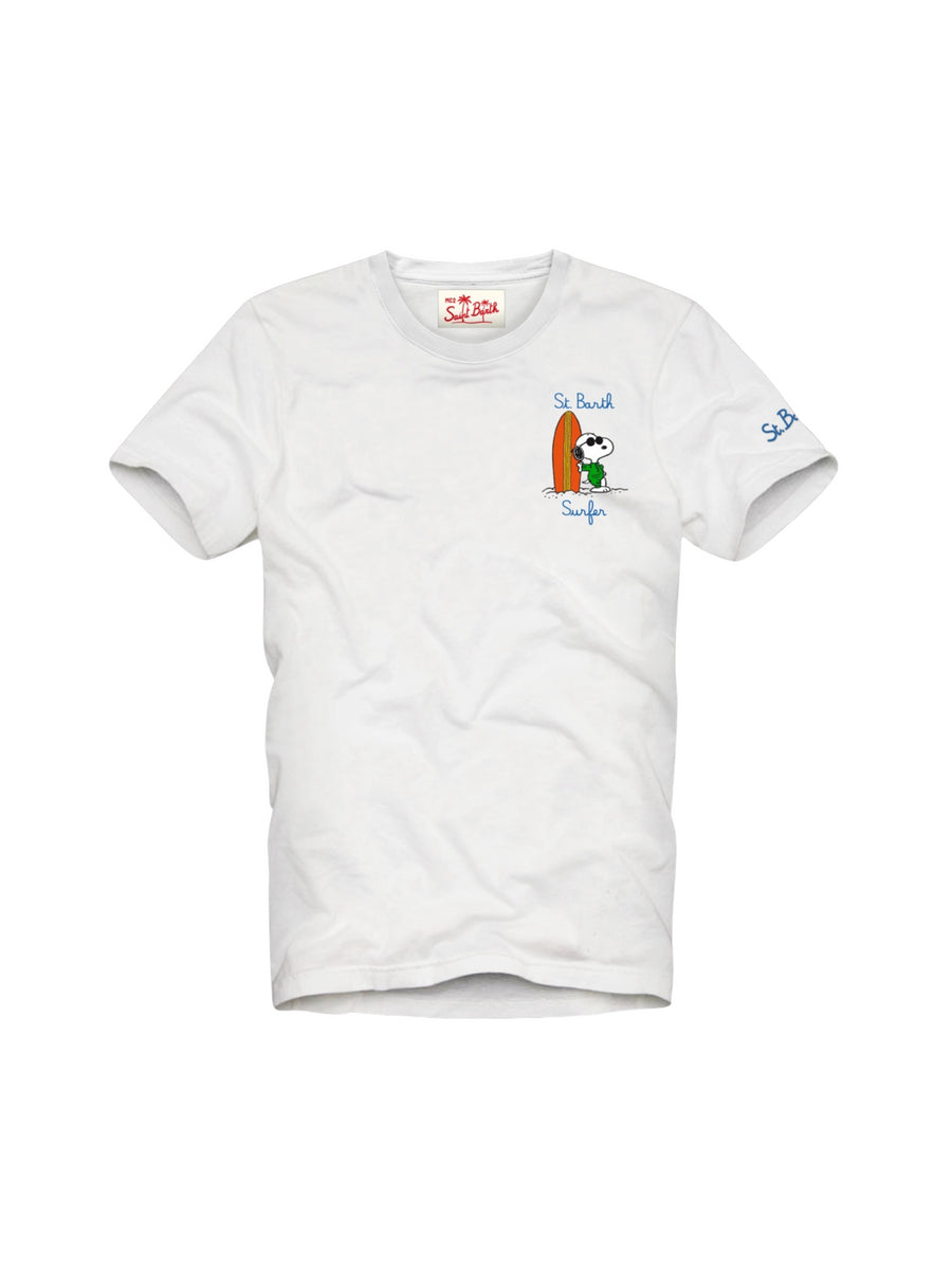 T-shirt in cotone bianca Snoopy Surfer