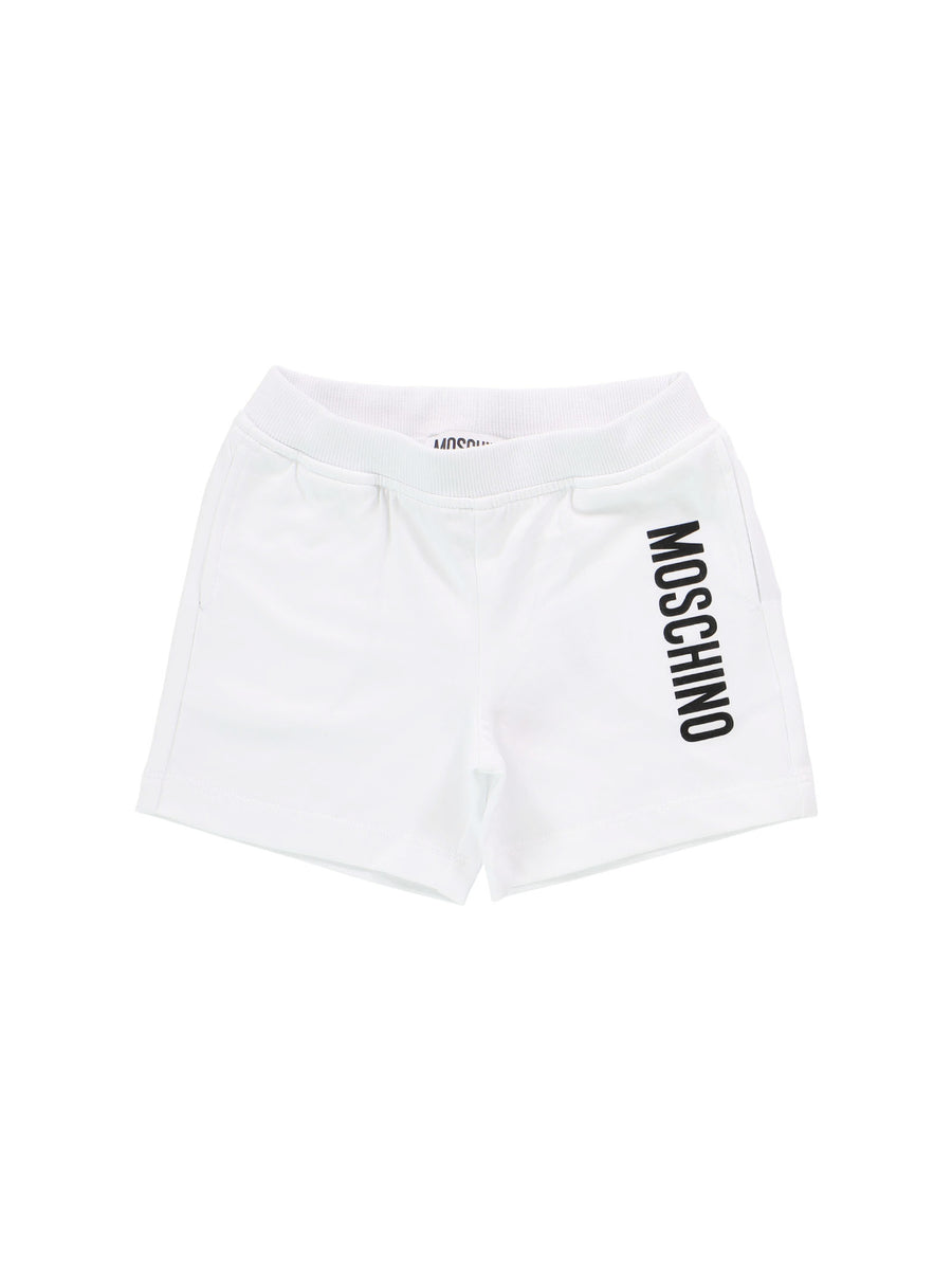 Shorts bianchi con scritta logo nera
