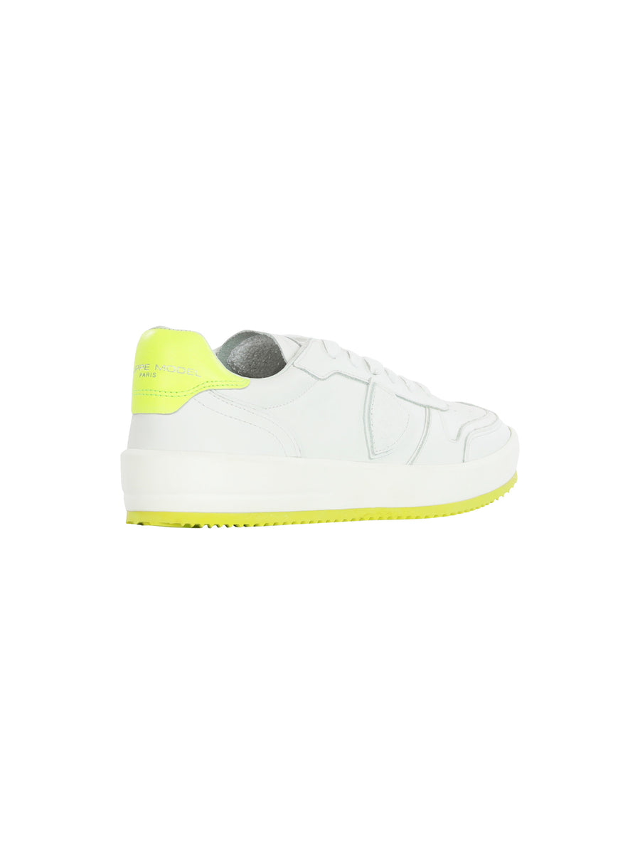 Sneakers basse Nice bianche e giallo fluo