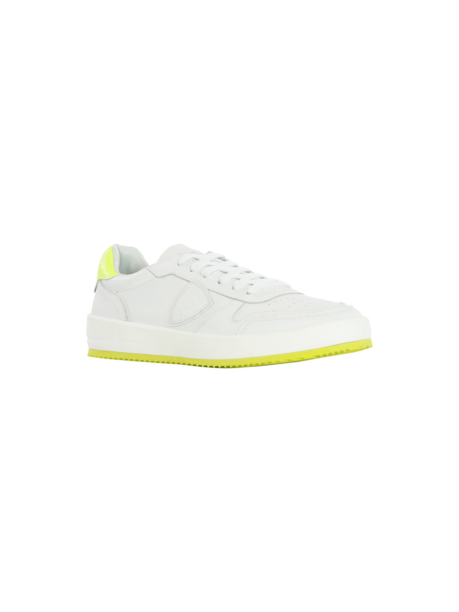 Sneakers basse Nice bianche e giallo fluo